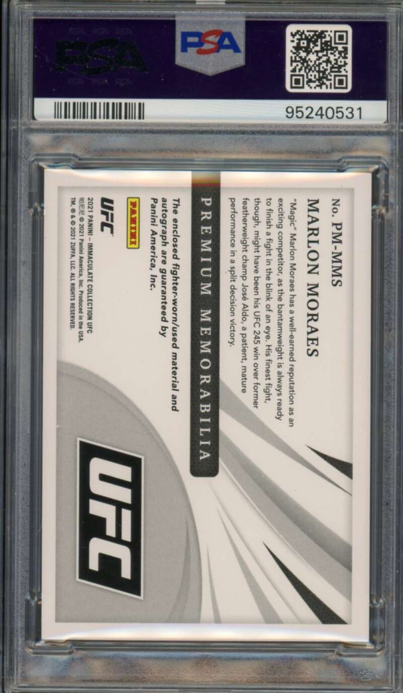 Marlon Moraes 2021 Immaculate UFC Premium Mem Auto (45/99) (pop 1) #MMS PSA 9 Image 2