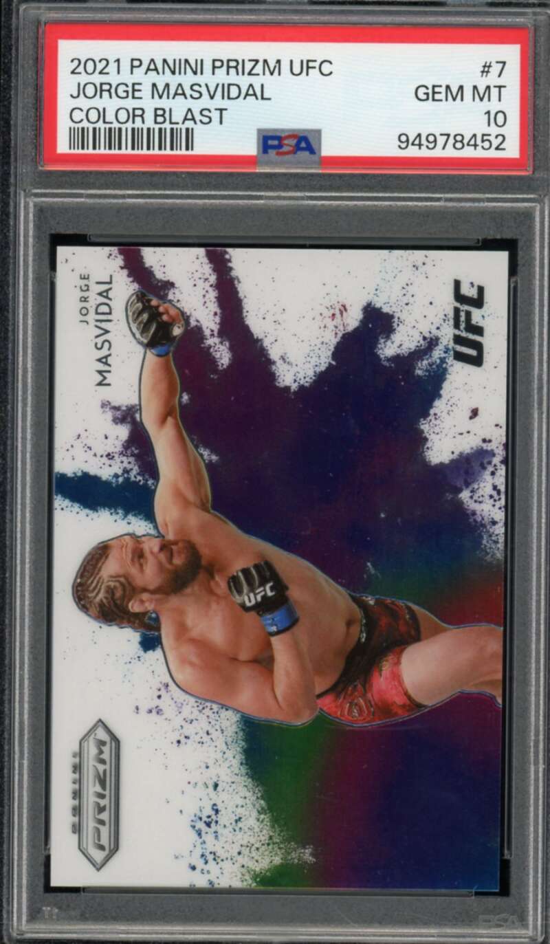 Jorge Masvidal Card 2021 Panini Prizm UFC Color Blast #7 PSA 10 Image 1