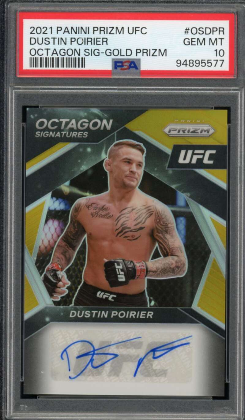 Dustin Poirier 2021 Panini Prizm UFC Octagon Sig Gold Prizm (2/10) #OSDPR PSA 10 Image 1