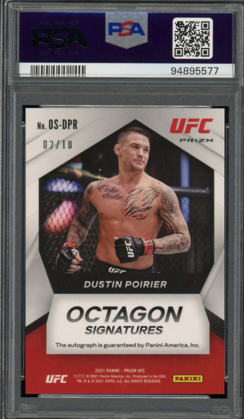 Dustin Poirier 2021 Panini Prizm UFC Octagon Sig Gold Prizm (2/10) #OSDPR PSA 10 Image 2