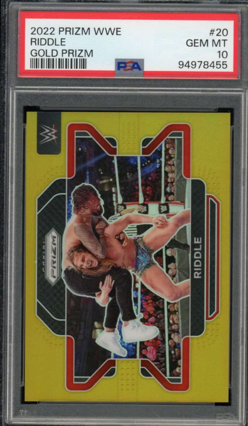 Riddle Card 2022 Prizm WWE Gold Prizm (Serial #d 8/10) #20 PSA 10 Image 1