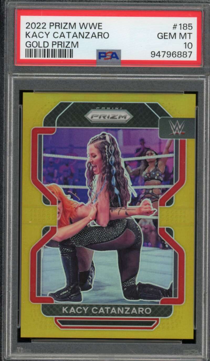 Kacy Catanzaro Card 2022 Prizm WWE Gold Prizm #185 (Serial #d 2/10) PSA 10 Image 1