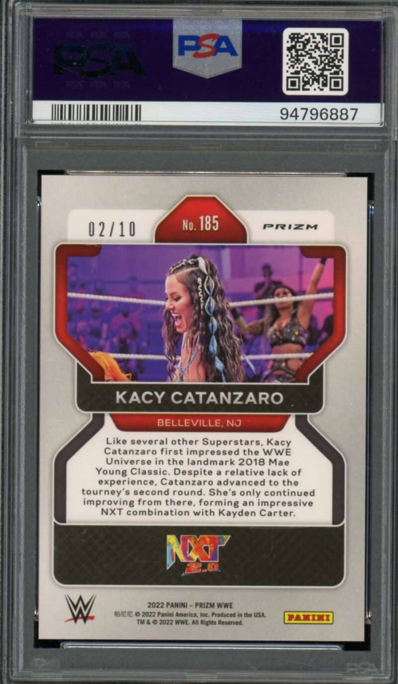 Kacy Catanzaro Card 2022 Prizm WWE Gold Prizm #185 (Serial #d 2/10) PSA 10 Image 2