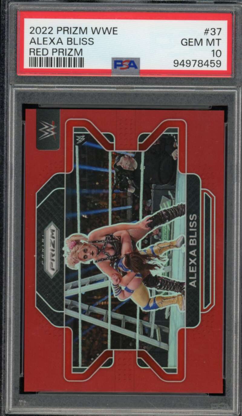 Alexa Bliss Card 2022 Prizm WWE Red Prizm (pop 12) #37 PSA 10 Image 1