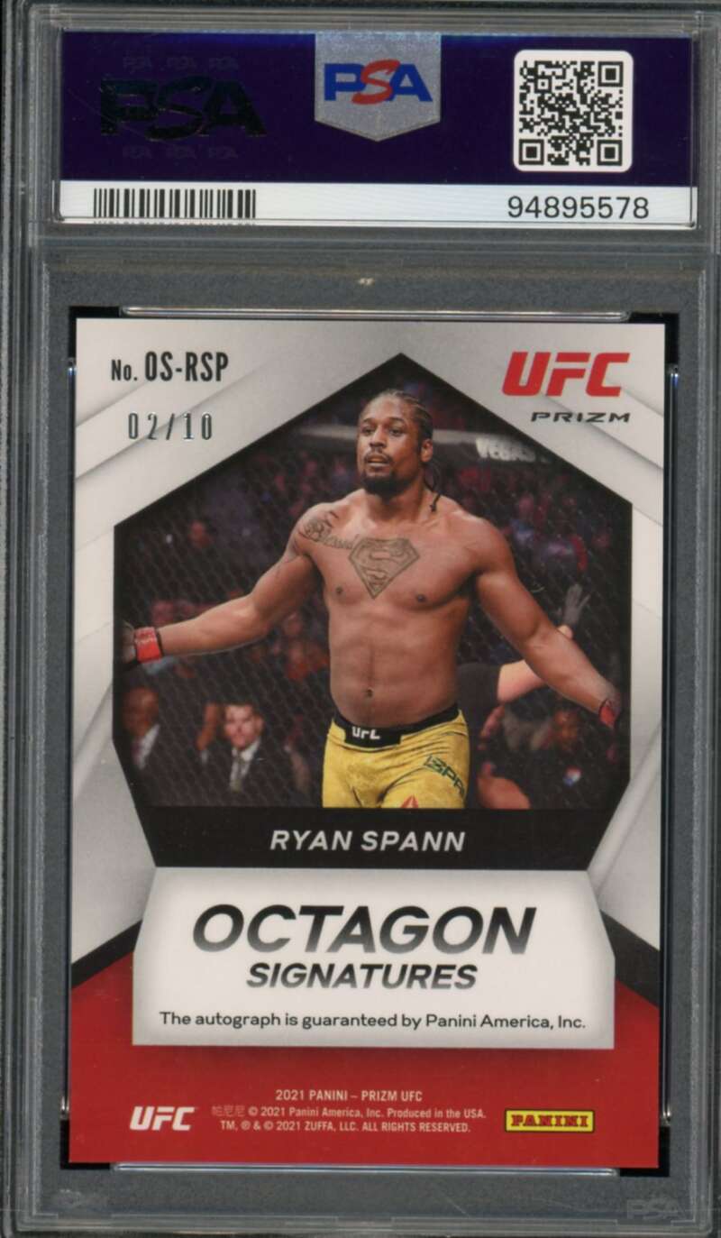 Ryan Spann 2021 Panini Prizm Octagon Sig-Gold Prizm (2/10) (pop 1) #osrsp PSA 9 Image 2