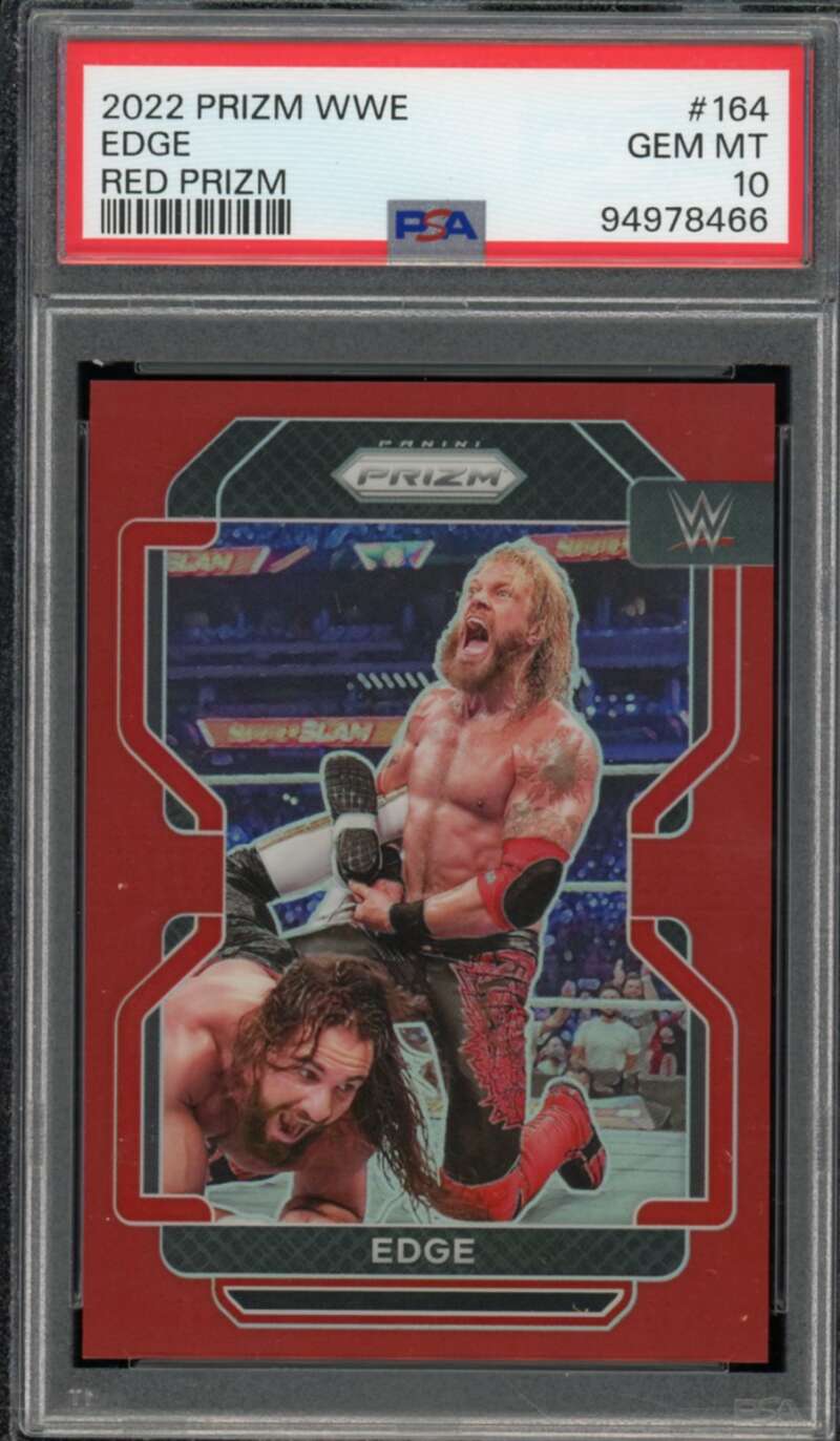 Edge Card 2022 Prizm WWE Red Prizm #164 (pop 5) PSA 10 Image 1