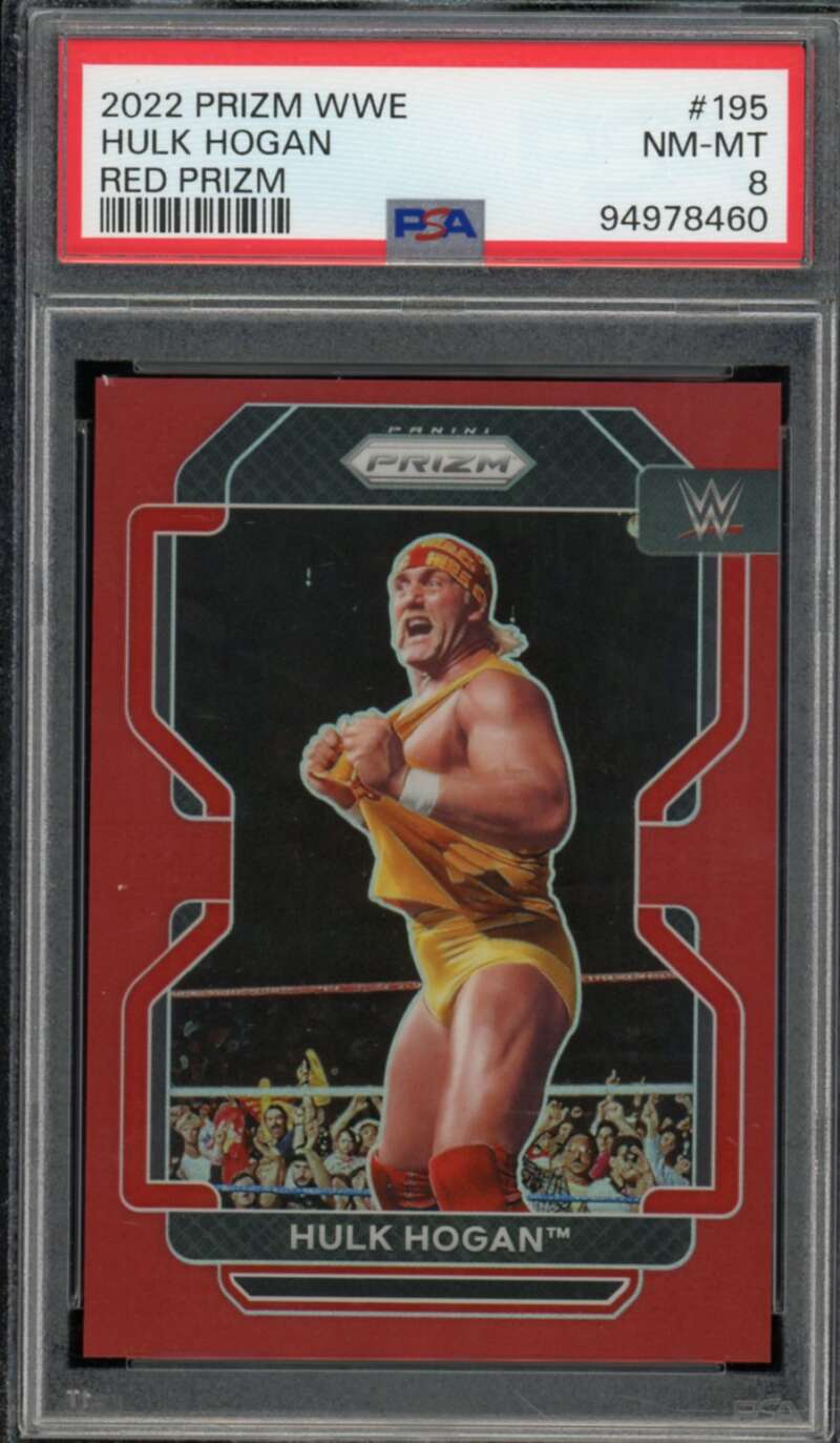 Hulk Hogan Card 2022 Prizm WWE Red Prizm #195 PSA 8 Image 1