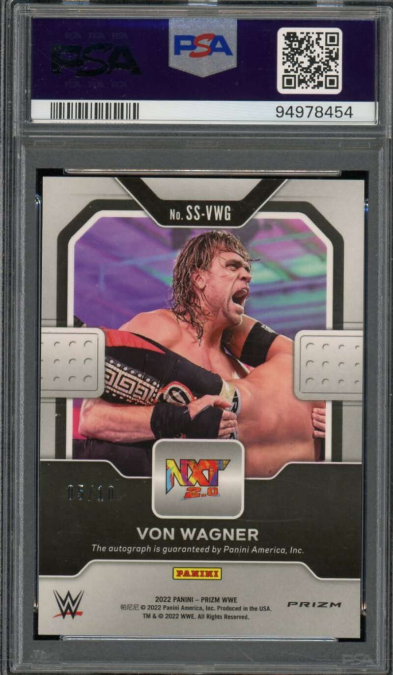 Von Wagner 2022 Prizm WWE Sensational Sig Gold Prizm (5/10)(pop 2) #SSVWG PSA 10 Image 2