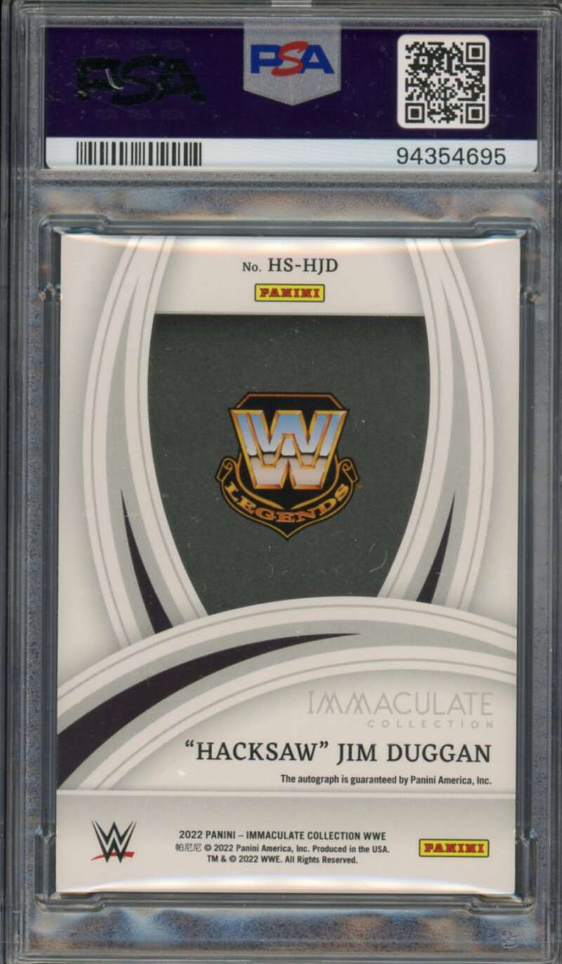 Hacksaw Jim Duggan 2022 Immaculate WWE Heralded Signatures (pop 2) #HSHJD PSA 9 Image 2