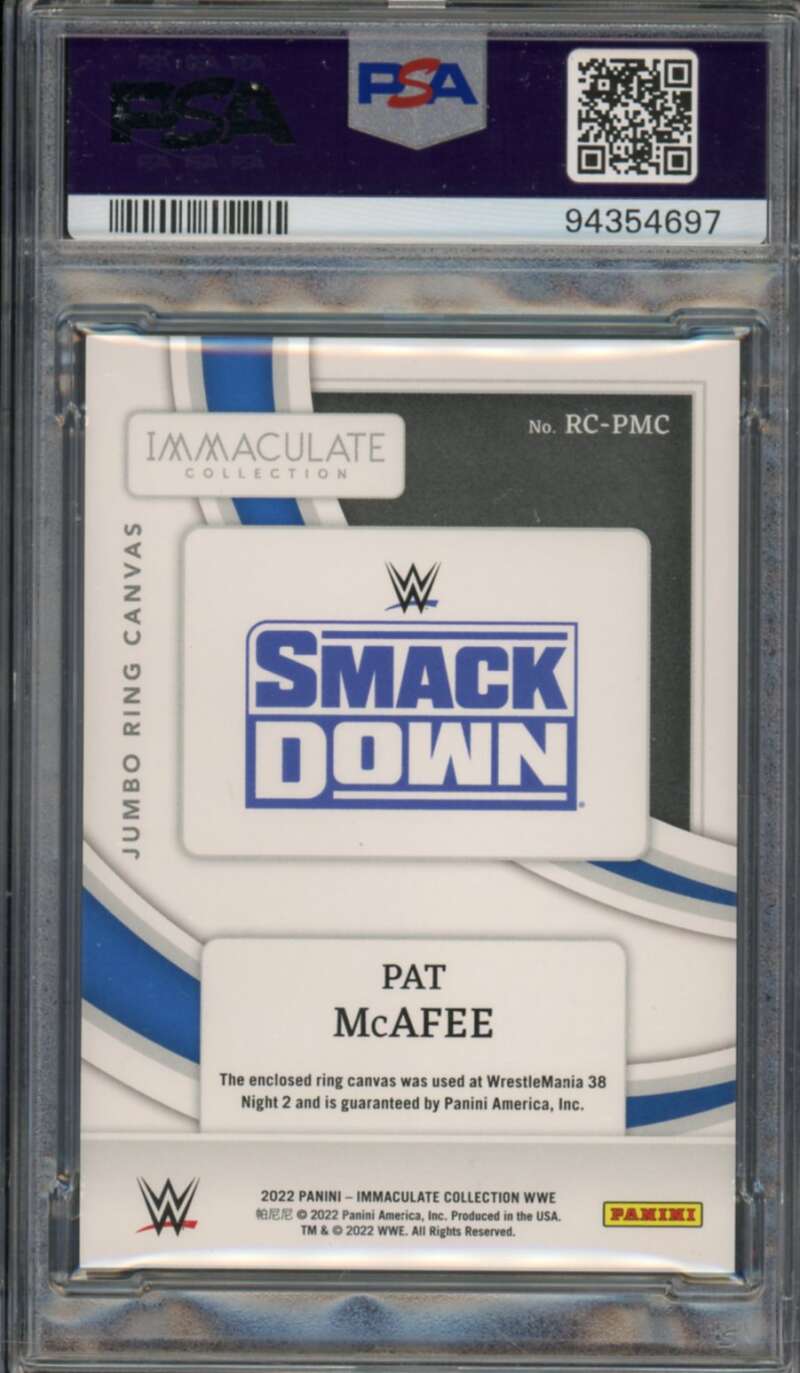 Pat McAfee Card 2022 Immaculate WWE Jumbo Ring Canbas (pop 2) #RCPMC PSA 10 Image 2