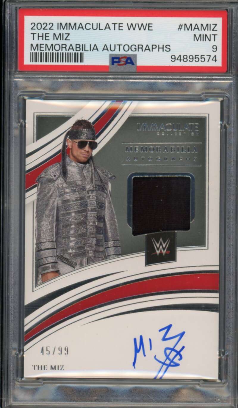 The Miz Card 2022 Immaculate WWE Memorabilia Autographs (pop 2) #MAMIZ PSA 9 Image 1