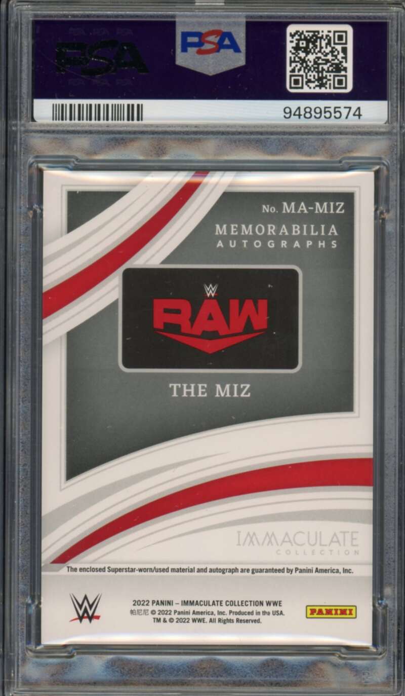 The Miz Card 2022 Immaculate WWE Memorabilia Autographs (pop 2) #MAMIZ PSA 9 Image 2