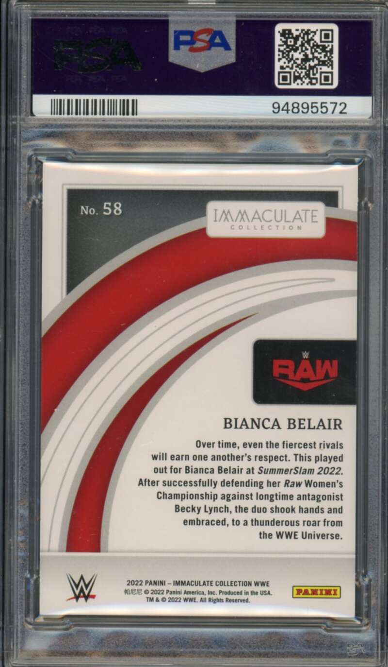 Bianca Belair Card 2022 Immaculate WWE Red (16/40) (pop 2) #58 PSA 9 Image 2