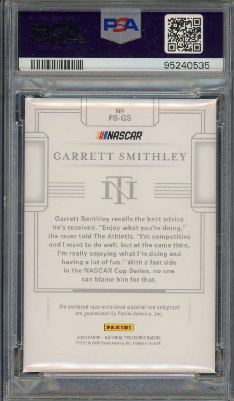 Garrett Smithley 2020 National Treasures Firesuit Sig Gold (8/10) #FS-GS PSA 9 Image 2