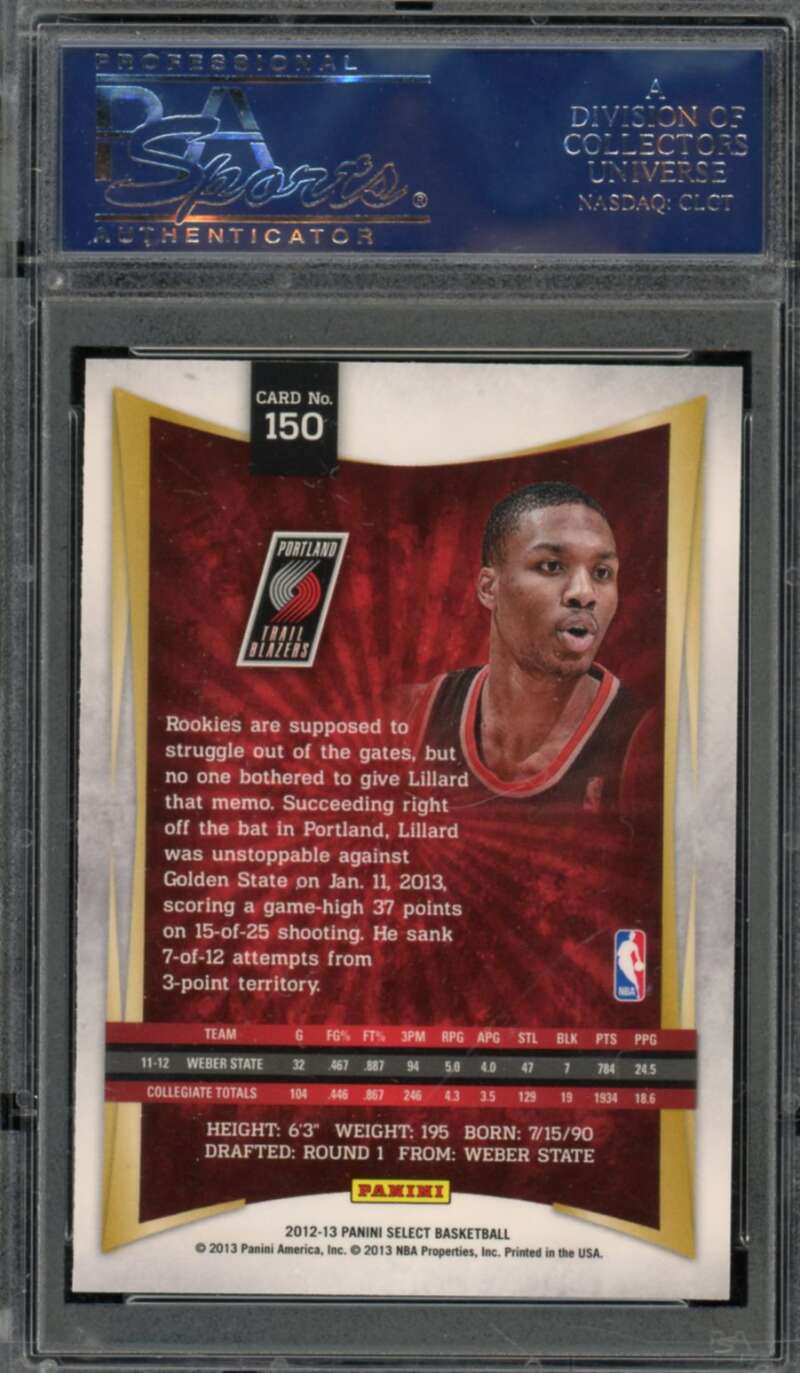 Damian Lillard Rookie Card 2012 Panini Select PSA/DNA Certified Authentic Image 2