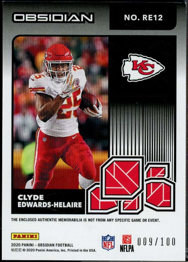 Clyde Edwards-Helaire Rookie 2020 Panini Obsidian Rookie Eruption Materials #12  Image 2