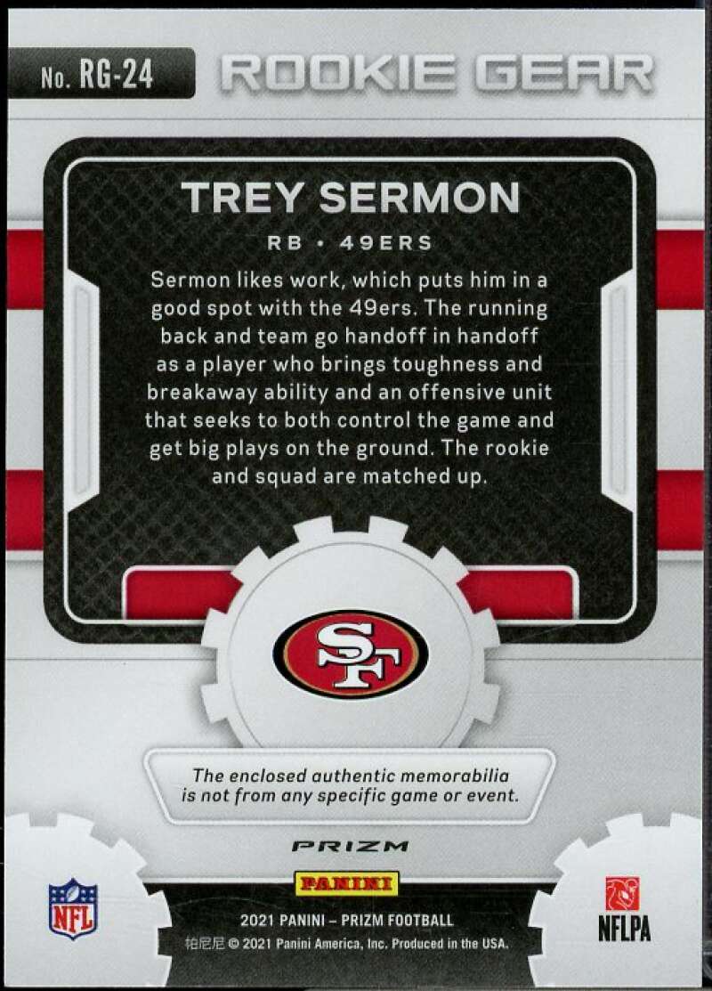 Trey Sermon Rookie Card 2021 Panini Prizm Rookie Gear #24  Image 2