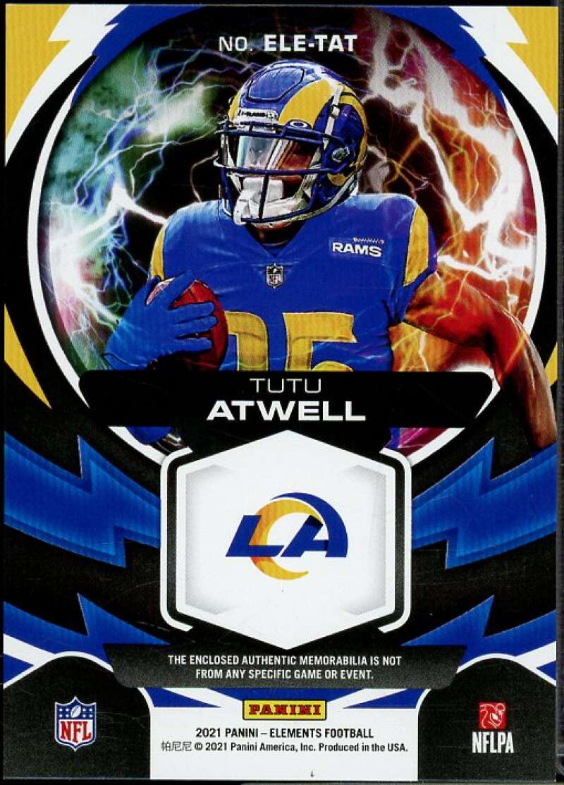 Tutu Atwell Rookie Card 2021 Panini Elements Electric Jerseys #19  Image 2