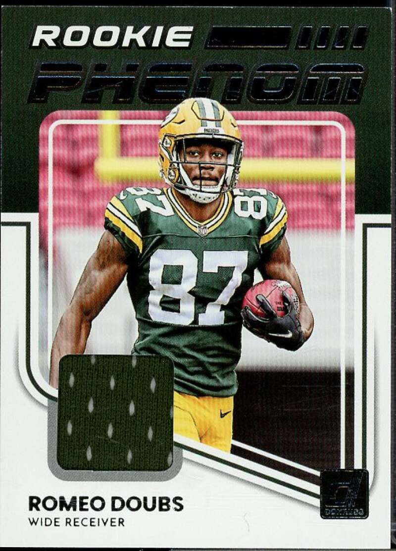 Romeo Doubs Rookie Card 2022 Donruss Rookie Phenom Jerseys #34  Image 1