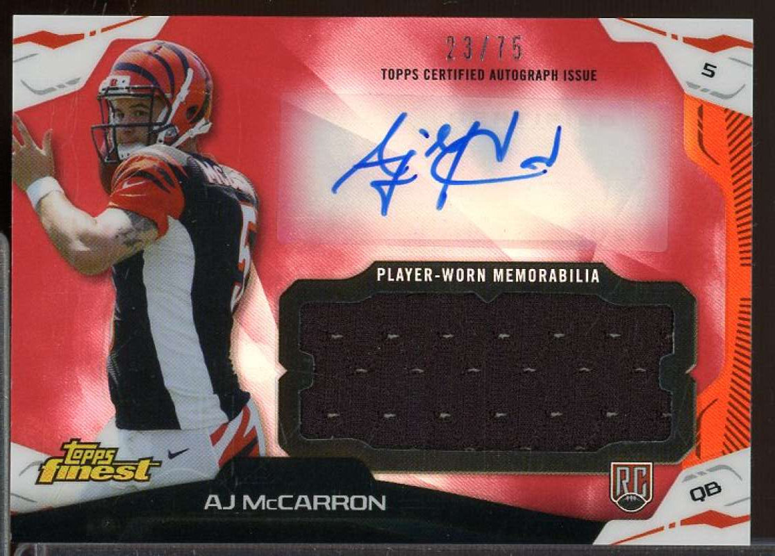 A.J. McCarron Rookie 2014 Finest Jumbo Jersey Autographs Red Refractors #AJRAM  Image 1