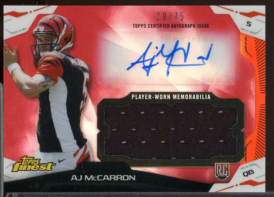 A.J. McCarron Rookie 2014 Finest Jumbo Jersey Autographs Red Refractors #AJRAM  Image 1