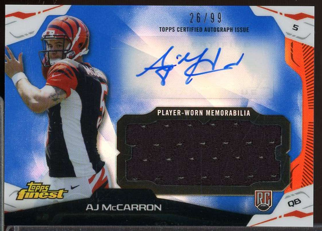 A.J. McCarron Rookie 2014 Finest Jumbo Jersey Autographs Blue Refractors #AJRAM  Image 1