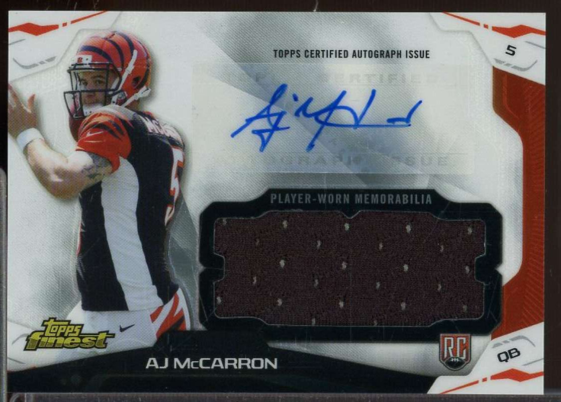 A.J. McCarron Rookie Card 2014 Finest Jumbo Jersey Autographs Refractors #AJRAM  Image 1