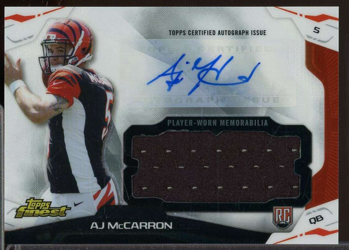 A.J. McCarron Rookie Card 2014 Finest Jumbo Jersey Autographs Refractors #AJRAM  Image 1