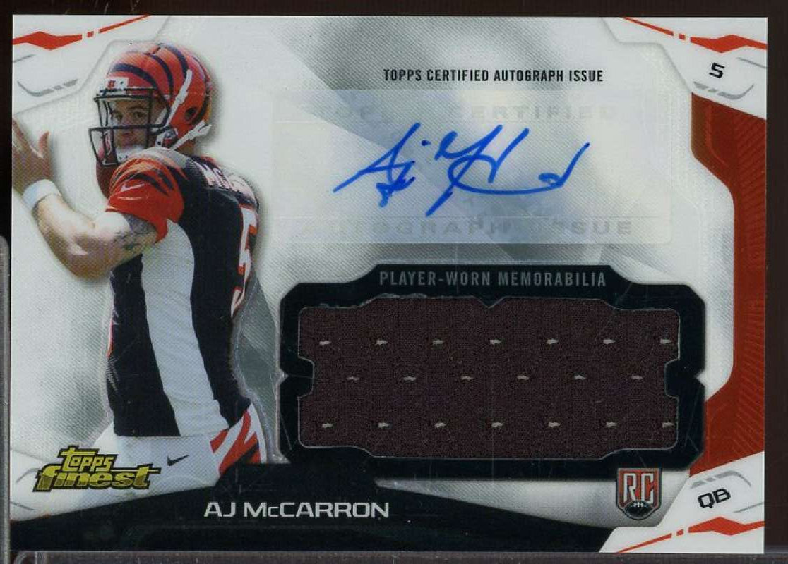 A.J. McCarron Rookie Card 2014 Finest Jumbo Jersey Autographs Refractors #AJRAM  Image 1