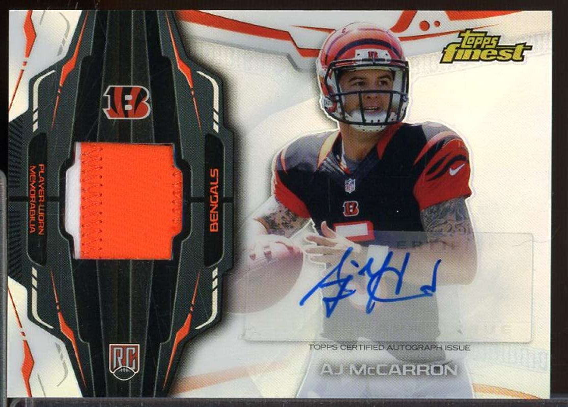 A.J. McCarron Rookie Card 2014 Finest Jumbo Jersey Autographs Refractors #AJRAM  Image 1