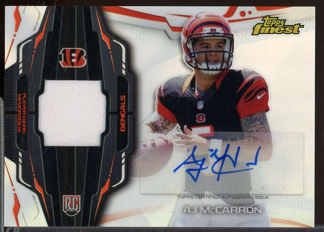 A.J. McCarron Rookie Card 2014 Finest Jumbo Jersey Autographs Refractors #AJRAM  Image 1