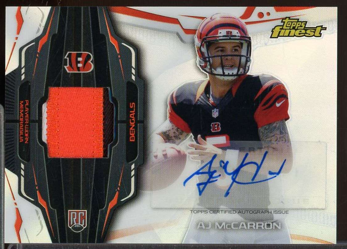 A.J. McCarron Rookie Card 2014 Finest Jumbo Jersey Autographs Refractors #AJRAM  Image 1