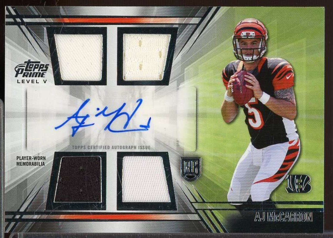 A.J. McCarron Rookie Card 2014 Topps Prime Autographed Relics Level 5 #PVAM  Image 1