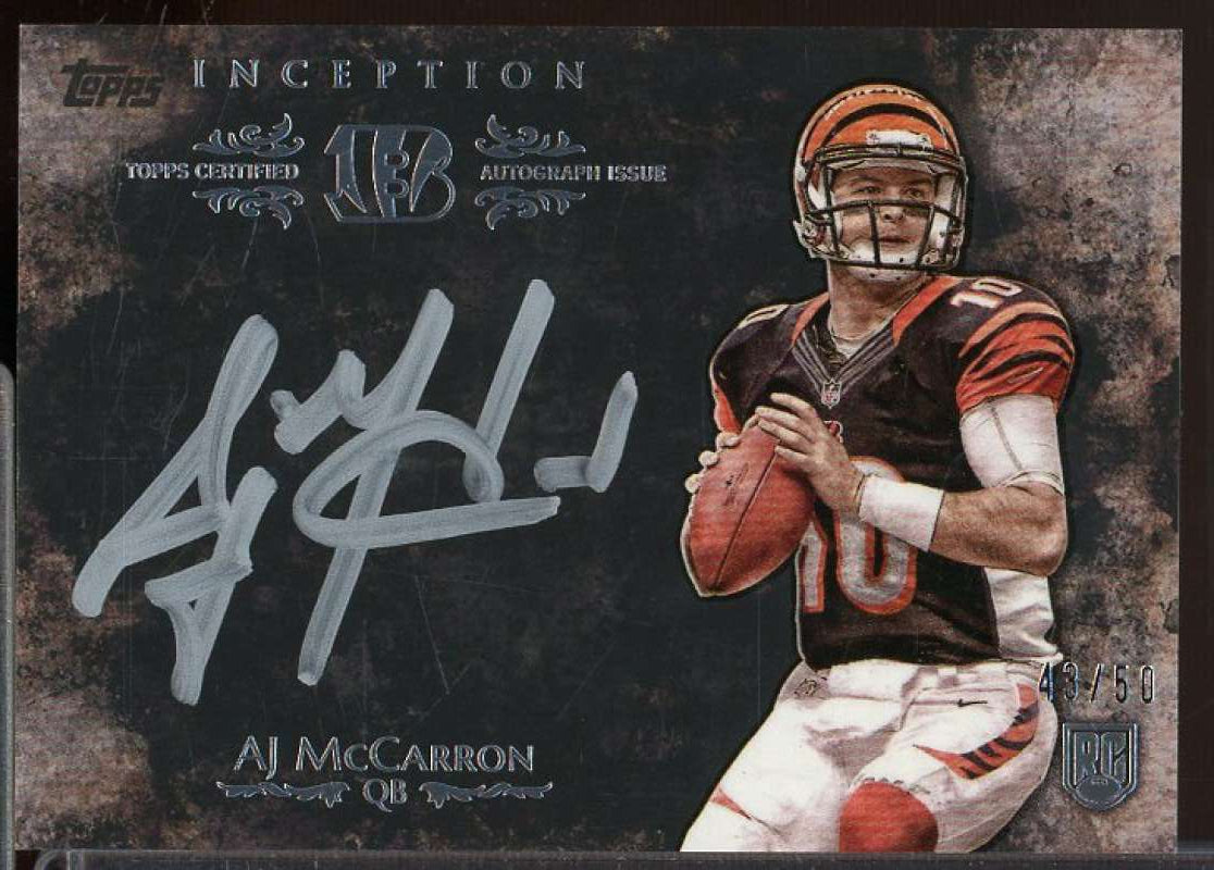 A.J. McCarron Rookie Card 2014 Topps Inception Silver Signings #ISSAM  Image 1
