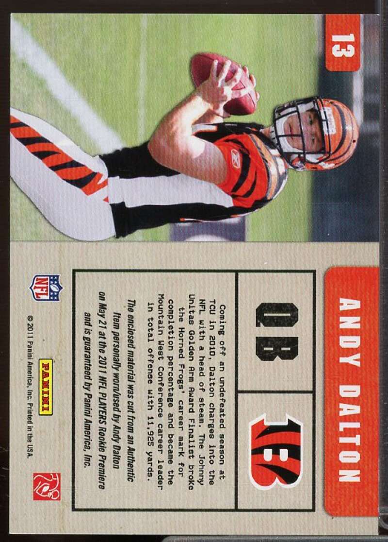 Andy Dalton Rookie Card 2011 Absolute Memorabilia War Room Materials #13  Image 2