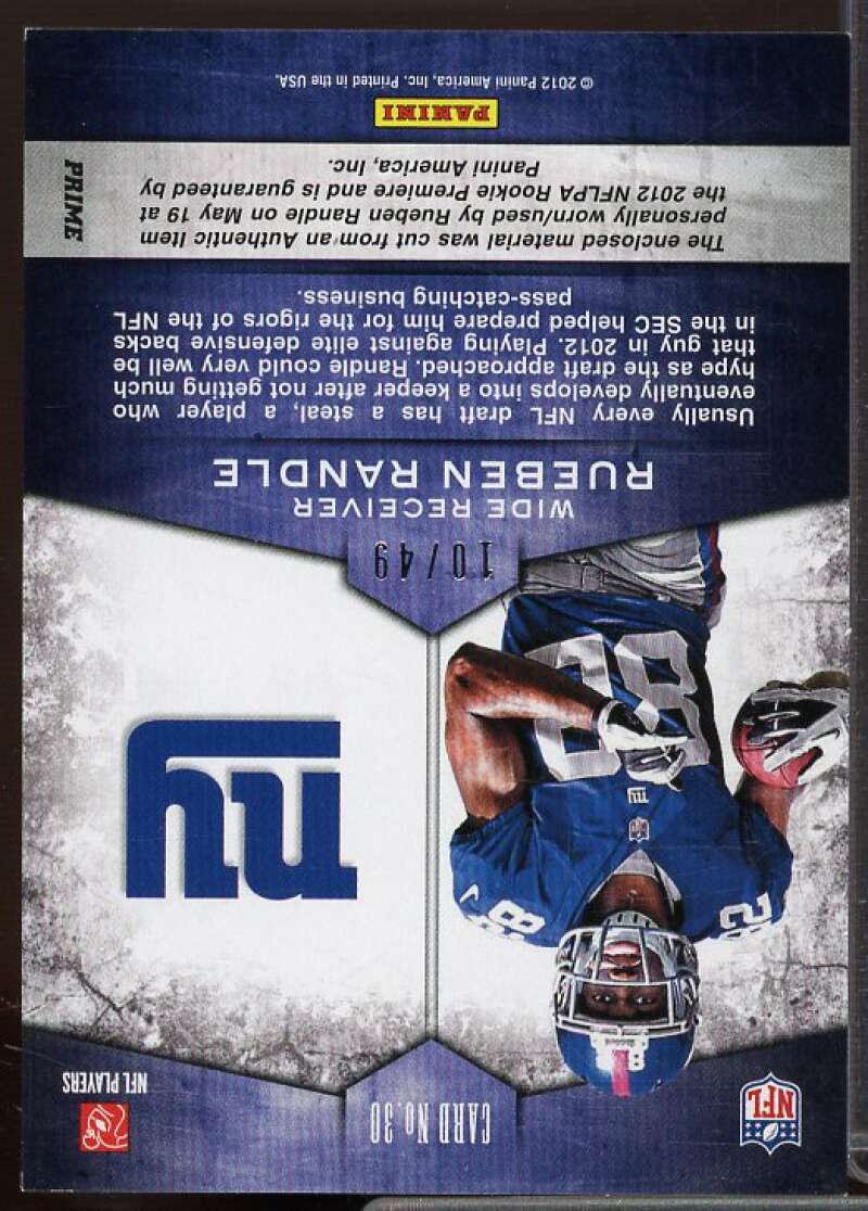 Rueben Randle Rookie 2012 Momentum Rookie Team Threads Dual Materials Prime #30  Image 2