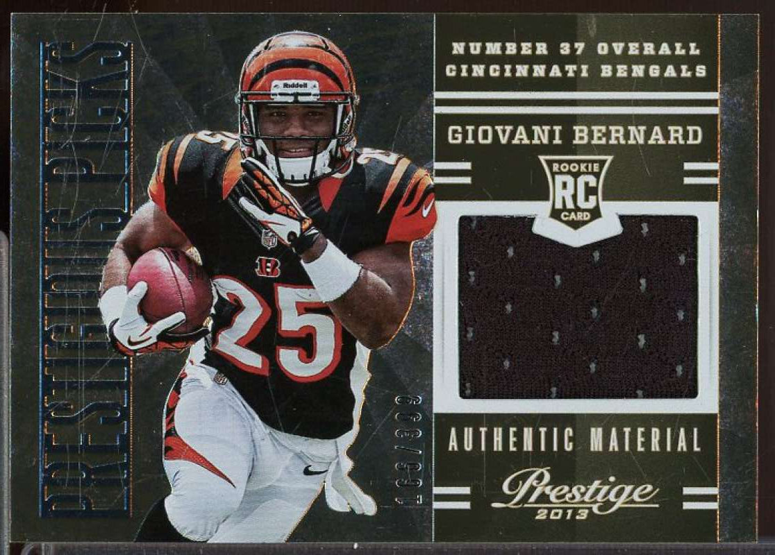 Giovani Bernard Rookie Card 2013 Prestige Prestigious Picks Materials Gold #11  Image 1