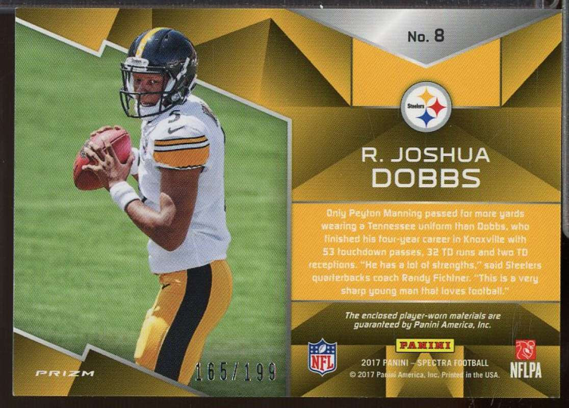 R. Joshua Dobbs Rookie Card 2017 Panini Spectra Rising Rookie Materials #8  Image 2