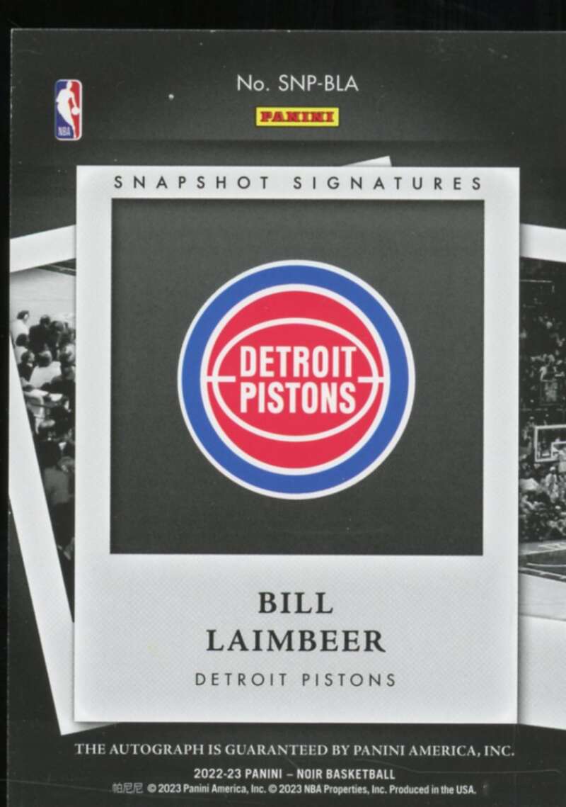 Bill Laimbeer Card 2022-23 Panini Noir Snapshot Signatures #10  Image 2