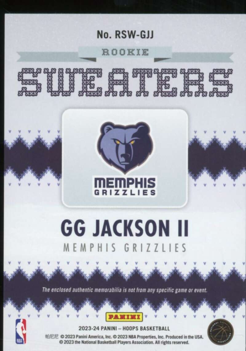 GG Jackson Rookie Card 2023-24 Hoops Rookie Sweaters #32  Image 2