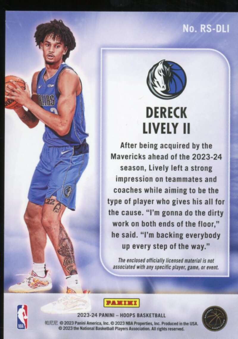 Dereck Lively Rookie Card 2023-24 Hoops Rise N Shine Memorabilia Winter #27  Image 2