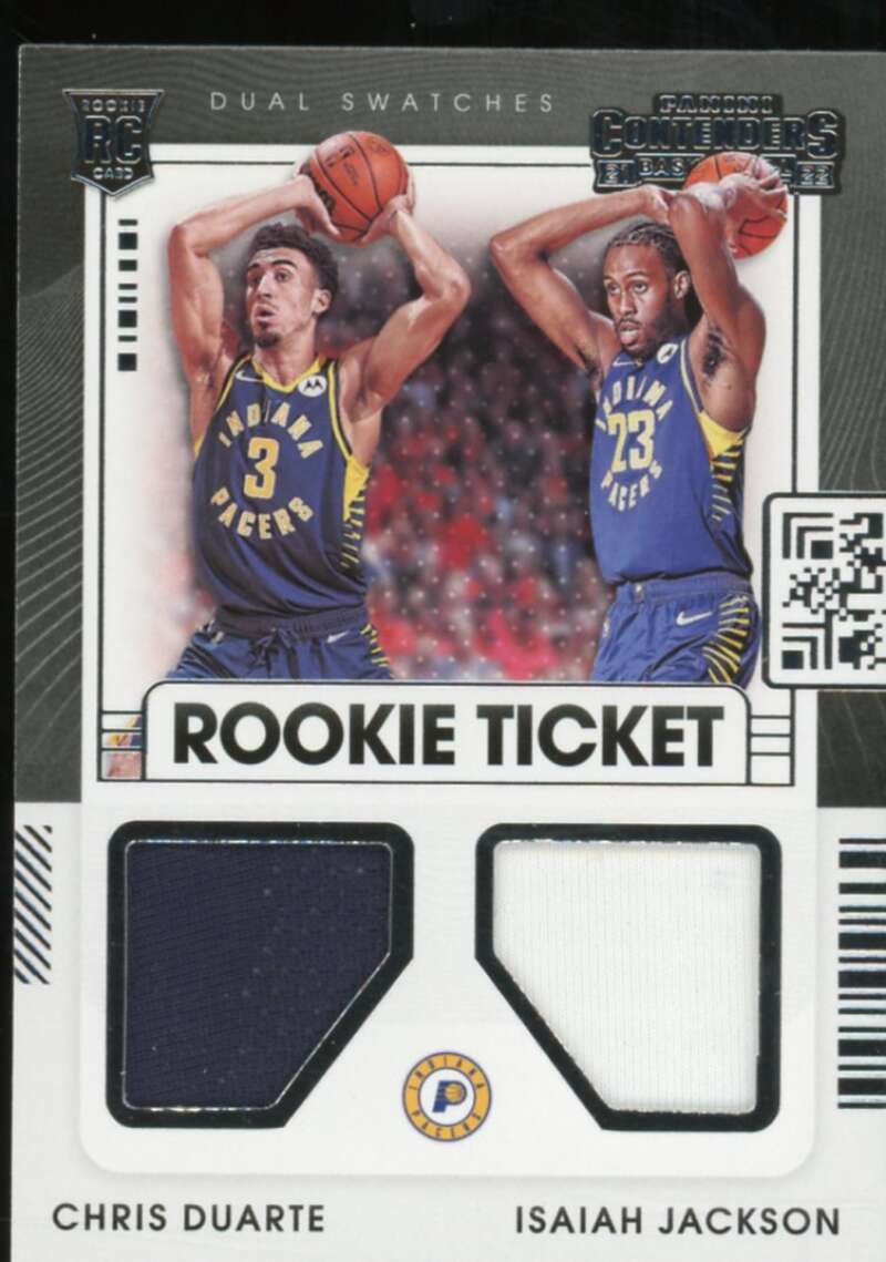 Chris Duarte/Isaiah Jackson 2021-22 Contenders Rookie Ticket Dual Swatches #6  Image 1