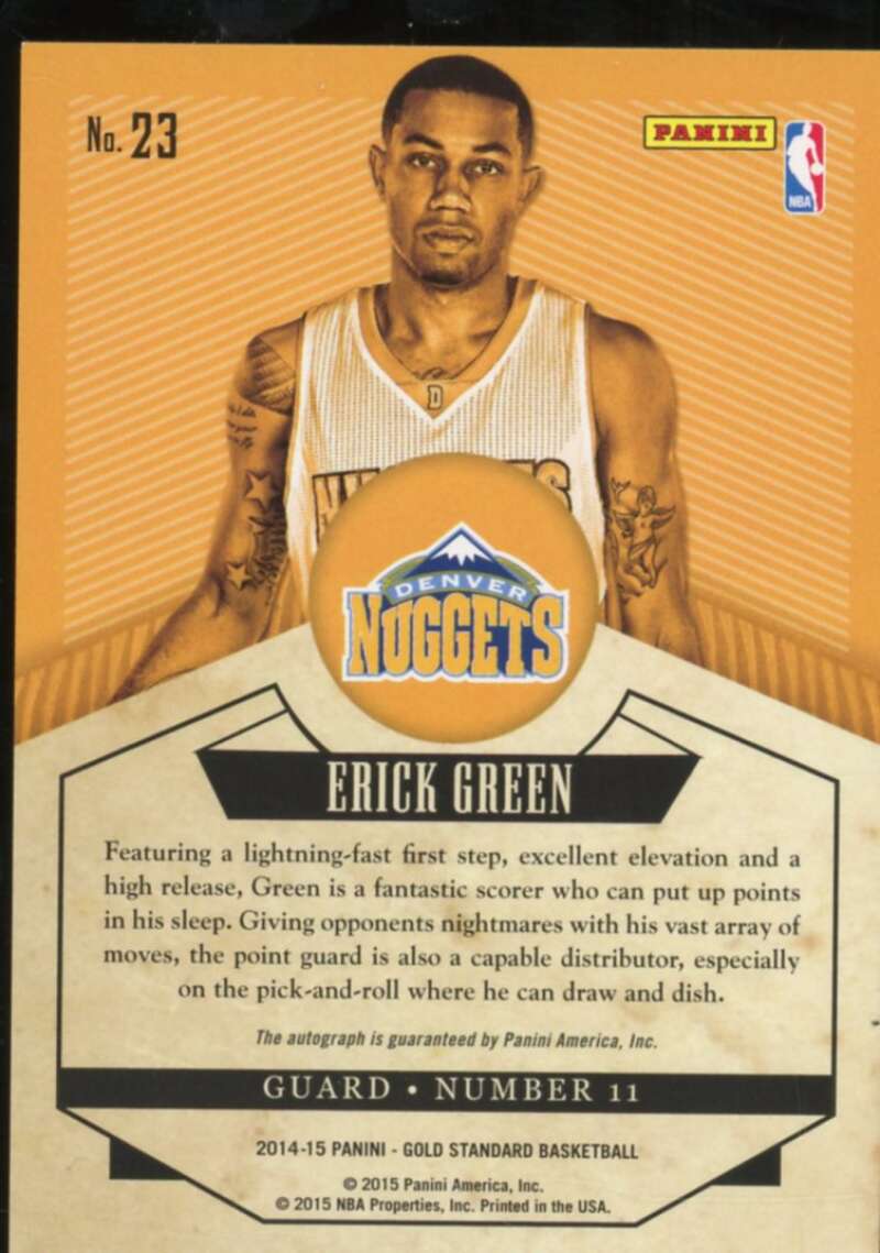 Erick Green Rookie Card 2014-15 Panini Gold Standard Gold Scripts #23  Image 2