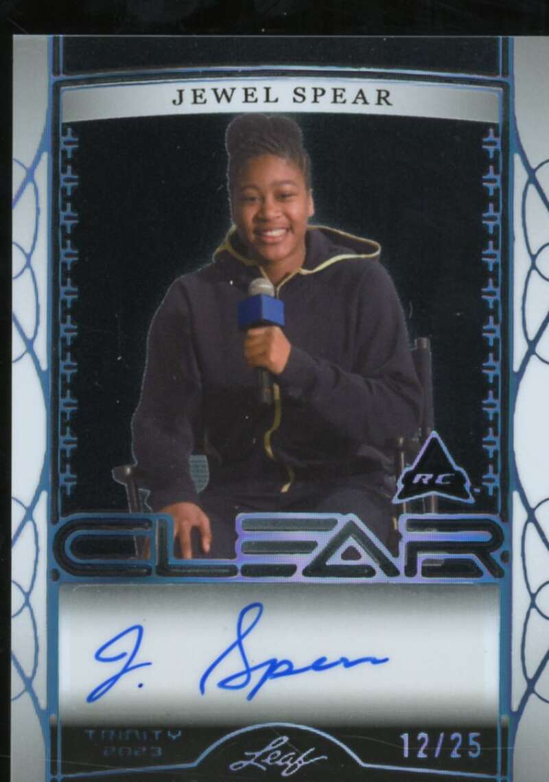 Jewel Spear Rookie Card 2023 Leaf Trinity Clear Autographs Holo Platinum #CAJS3  Image 1