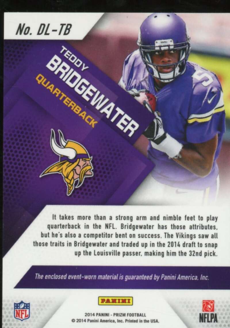 Teddy Bridgewater Card 2014 Panini Prizm Dirty Laundry #35  Image 2