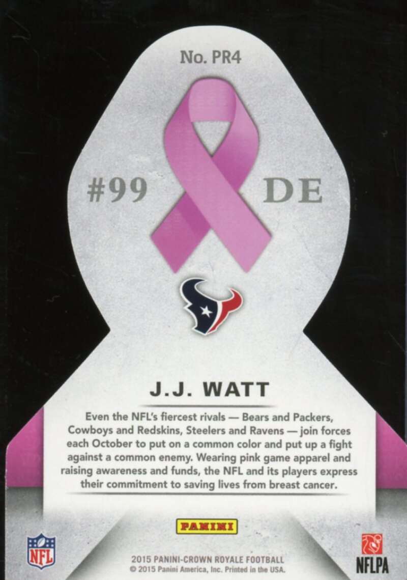 J.J. Watt Card 2015 Crown Royale Pink Ribbons Blue #PR4  Image 2