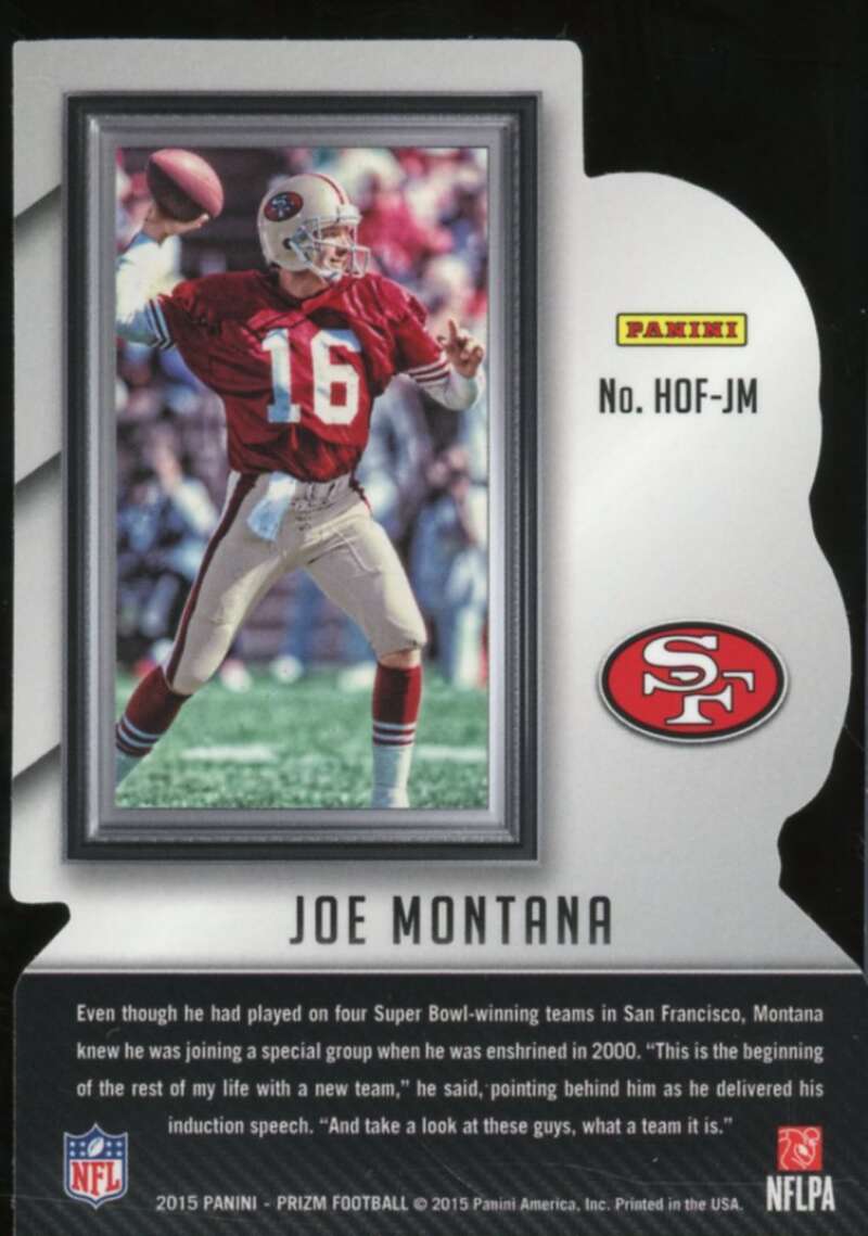 Joe Montana Card 2015 Panini Prizm Hall of Fame #HOFJM  Image 2