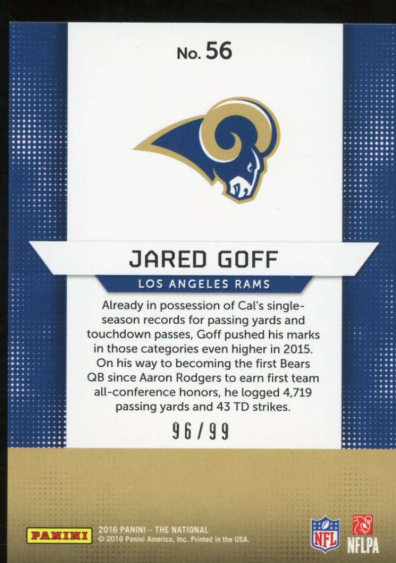 Jared Goff Rookie Card 2016 Panini National Convention Wedges #56  Image 2