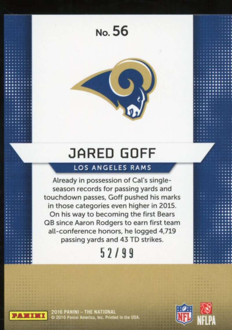 Jared Goff Rookie Card 2016 Panini National Convention Wedges #56  Image 2