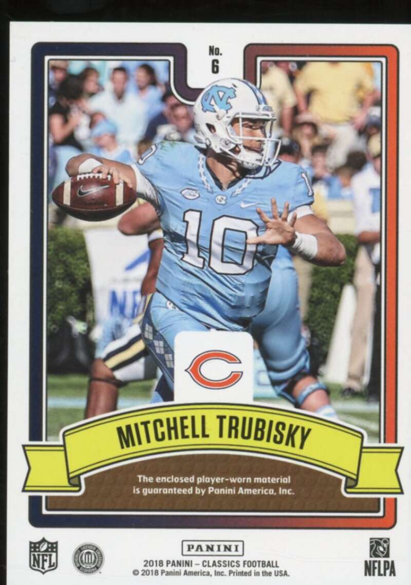 Mitchell Trubisky Rookie Card 2018 Classics Saturday Swatches #6  Image 2